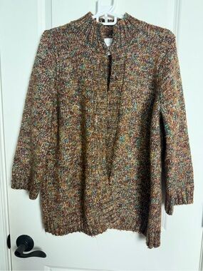 Tweeds Multicolor Brown Open-Front Knit Cardigan